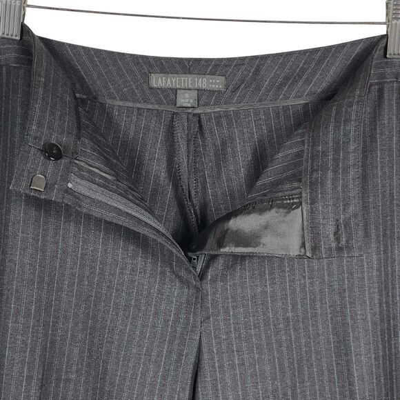 LAFAYETTE 148 100% Wool Wide Leg Dress Pant Size 16 High Rise Straight Gray EUC - Picture 6 of 14